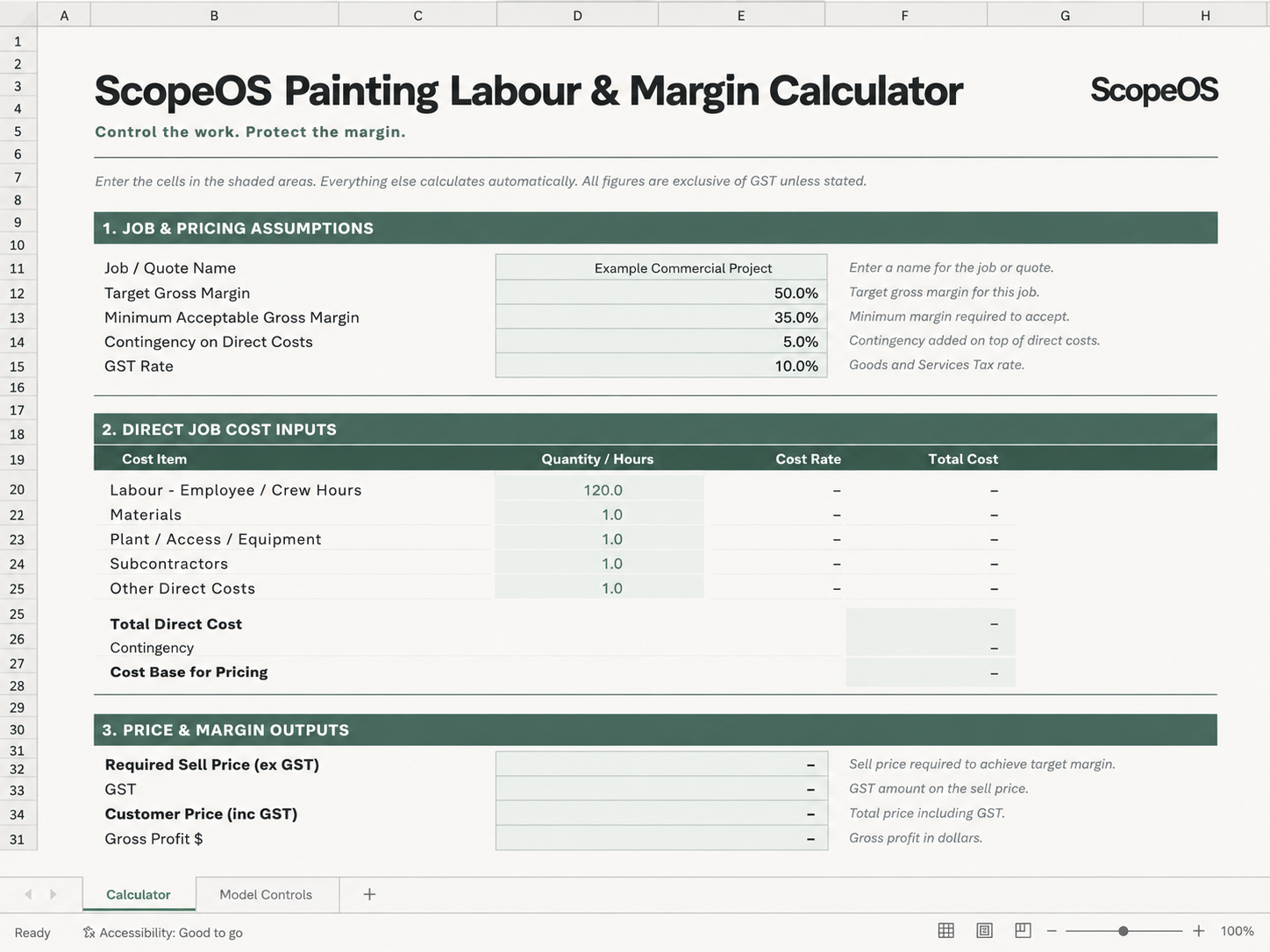 ScopeOS EST 01 calculator worksheet redesigned in ScopeOS branding